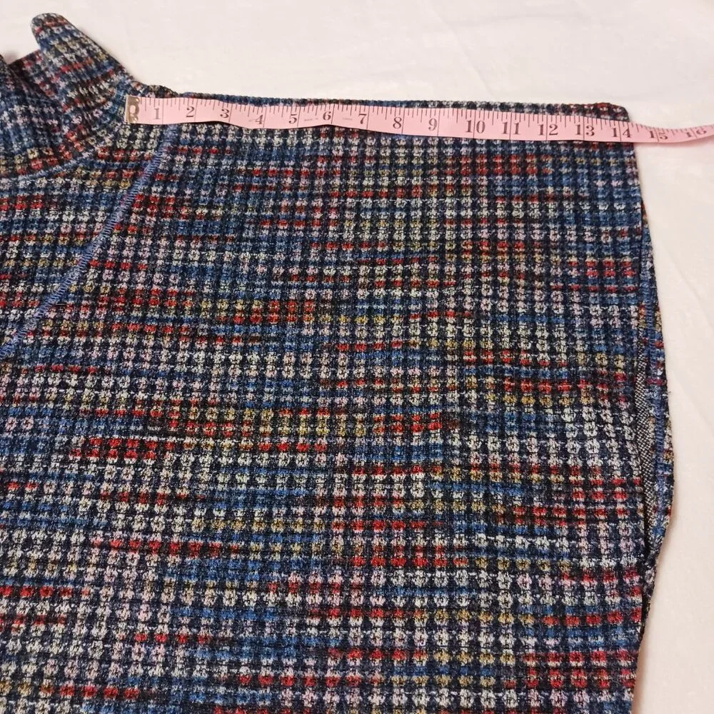 PURE essence Poncho, Denim Blue/Red/Gray, Cowl Neck, Size XL/TG, Layering Piece - Picture 8 of 10